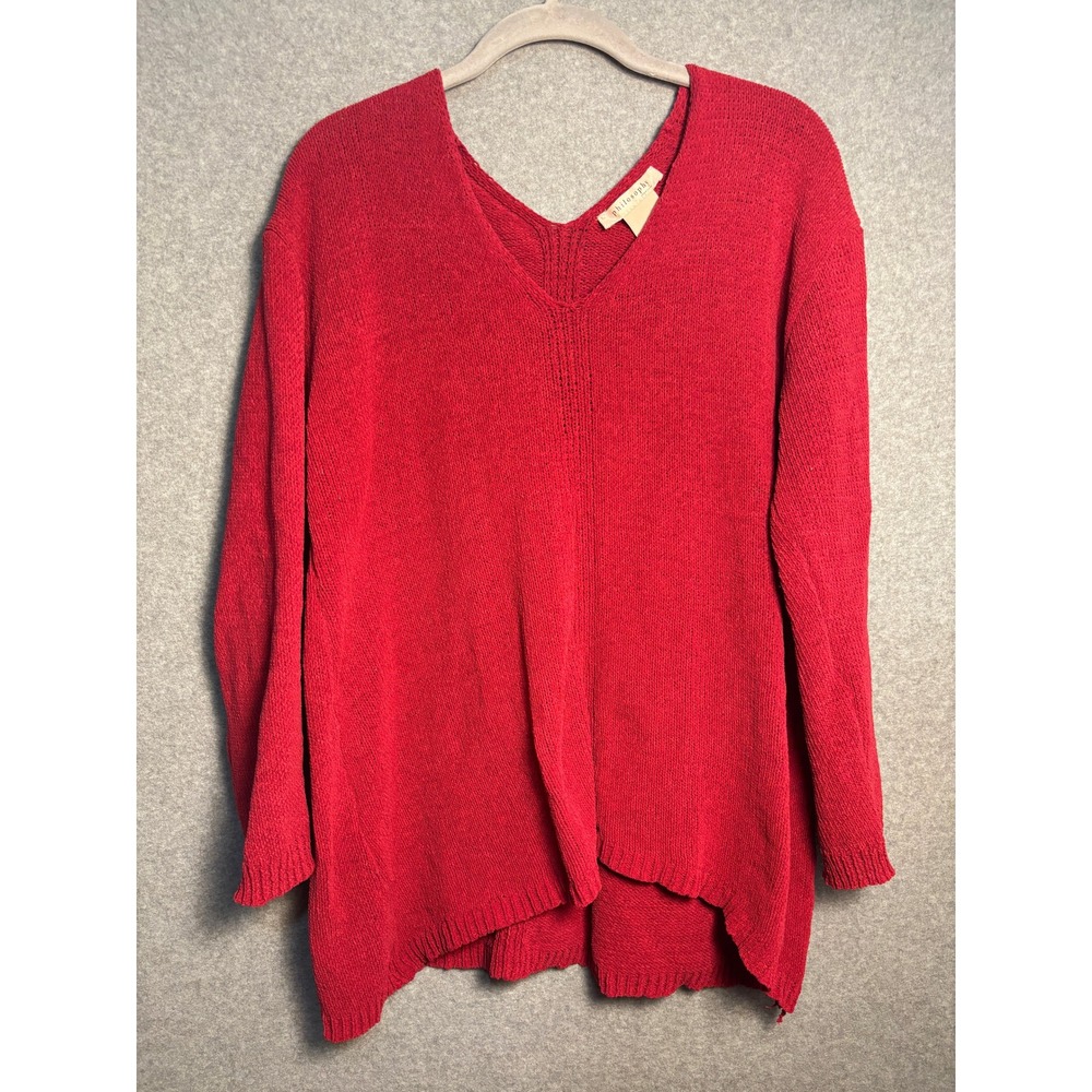 Philosophy Red Chenille Sweater Tunic Minimalist Cozy‎ Knit Top M